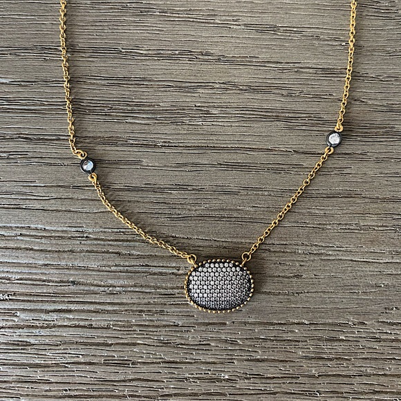 Freida Rothman-Signature Pavé Oval Disc Pendant